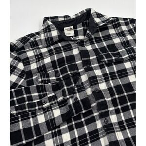 The North Face Women's S Black White Plaid Cotton Long Sleeve Flannel